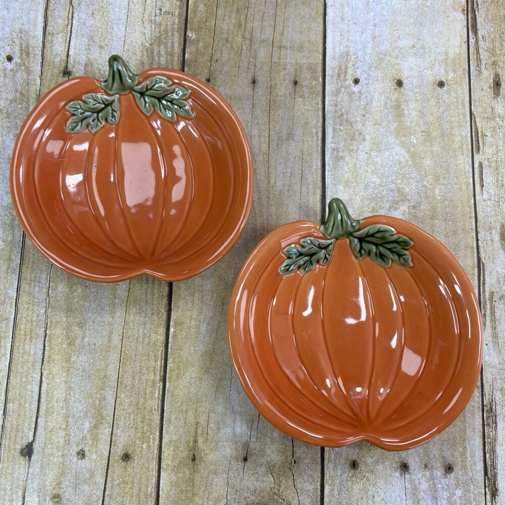 Pampered Chef Simple Additions Pumpkin Dish Lot Of Two #2082 Fall Thanksgiving